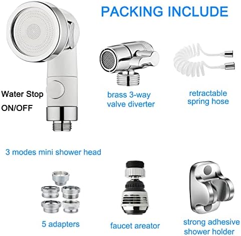 Sink Faucet Hose Shower Sprayer Attachment for Hair Washing&Pet Shower,Water Saving Aerator with 3-Way Diverter Valve for Bathroom Bathtub, Kitchen Faucet, Utility Laundry Tub(White) - Image 6