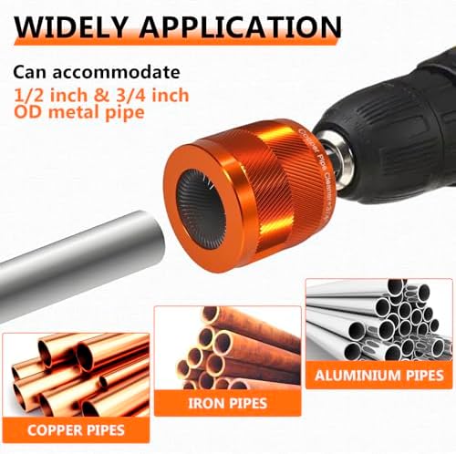1/2" & 3/4" Cleaner Set for Drill,with 1/4" Hex Shank & 6 Brush Blades 2 Pipe Cleaning Brush,Drill Copper Pipe Cleaner for Removing Rust,Stains Paint from Copper Metal Pipes - Image 3