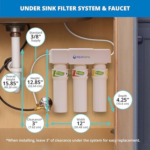 Aquasana Under Sink Water Filter System - Reduces PFAS, Lead, & Chlorine in Drinking Water - Under Counter Claryum Filtration for Kitchen - 3-Stage Max Flow - Oil-Rubbed Bronze Faucet - AQ-5300+.62 - Image 2