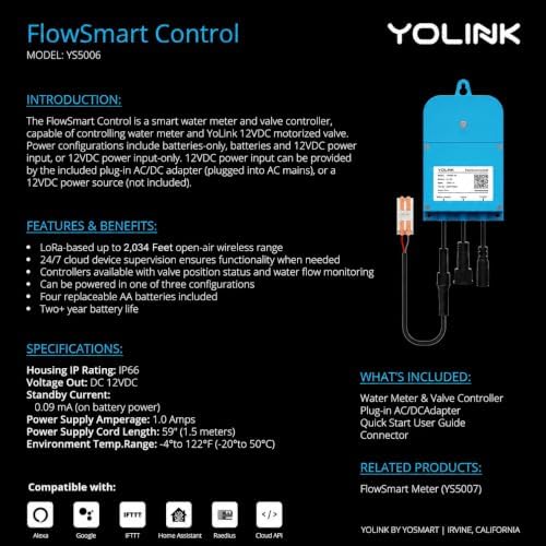 YoLink FlowSmart Kit: 2" Pulse Meter + Controller + Valve + Hub - Image 5