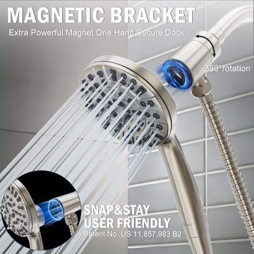 BESAQUO 9 Settings High Pressure Magnetic Shower Head with Handheld - Image 2