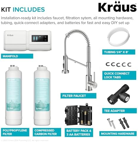 KRAUS Bolden 2-in-1 Commercial Style Pull-Down Single Handle Water Filter Kitchen Faucet in Spot-Free Stainless Steel with Purita 2-Stage Under-Sink Filtration System - Image 2