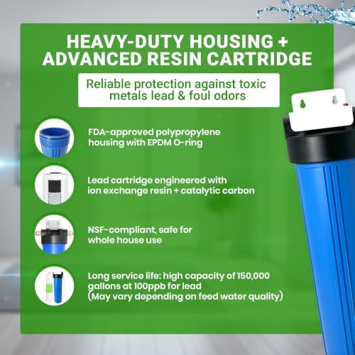 Whole House Water Filter 20" x 4.5" for Lead, Sulfur Gas EZ-3500 - Image 6