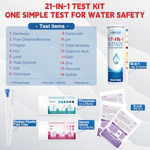 All-New 21 in 1 Drinking Water Testing Kit 123 Strips, Home Tap and Well Water Test Kit,Easy to Test and Read for Hardness, Iron, Lead, Copper, Fluoride,Chlorine - Image 3