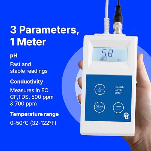 Bluelab Combo Meter for pH, Temperature & Conductivity in Water - Easy Calibration, Digital EC/TDS/PPM Tester for Hydroponics & Indoor Plants (METCOM) - Image 2