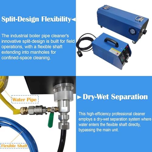 1500W Industrial Boiler Tube Cleaner, Heat Exchanger & Evaporator Cleaning Machine with 26ft Flexible Shaft & Brushes, for 0.47-1.42 Inch (12-36mm) Pipes, 110V/220V - Image 5