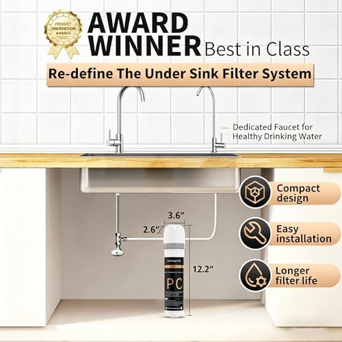WINGSOL Under Sink Water Filter System with Chrome Faucet, NSF/ANSI 42&53 Anti-Clog Pleated Filter Quick Change EZ Install, Reduce PFAS/Lead/Chlorine/Sediment, 8K Gallons Long-Lasting Water Filter - Image 2