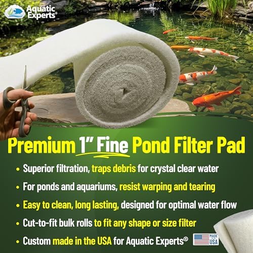 Aquatic Experts Classic Koi Pond Filter Pad FINE - White Bulk Roll Pond Filter Media, Ultra-Durable Pond Filters for Outdoor Ponds, Reusable Fish Pond Filter Material, USA, (3/4" - 1" x 18" x 72") - Image 2