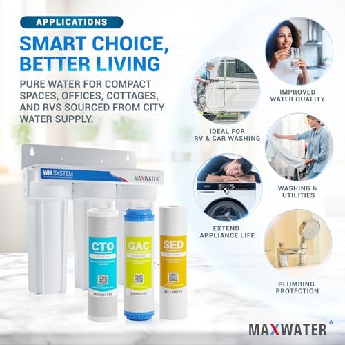 Max Water 3 Stage (Good for City Water) 10 inch Standard Water Filtration System for Whole House - Sediment + GAC + CTO Post Carbon - ¾" Inlet/Outlet - Model : WH-SW1 - Image 5