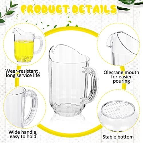 Tessco 12 Pcs Plastic Pitchers 60 Oz Clear Water Beer Jug Large,Classic (Pack of 2) - Image 3