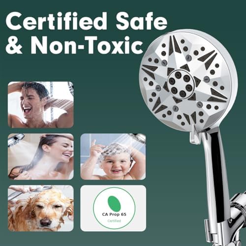 Filtered High Pressure Handheld Shower Head – 10 Spray Modes with Rain & Massage, Built-in Filter for Cleaner Water, Anti-Clog Nozzles, Power Rinse for Tile & Pets, Chrome Finish - Image 2