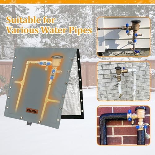 RICHIE 3-Way Opening Backflow Preventer Cover (5°F) Heavy-Duty 5-Layer Insulated Enclosure, All-Weather Protection for Outdoor Pipe, Irrigation Sprinkler Valve, Well Water Pump, 80" W x 50" H Grey - Image 6