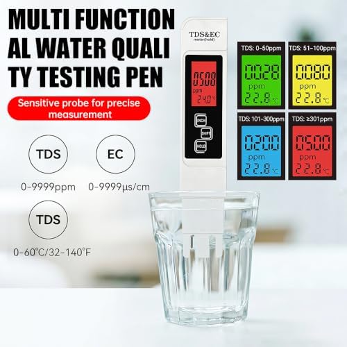 2026 4-in-1 Digital Water Tester 2PCS, 0-9999PPM TDS/EC/Hardness/Temperature Meter, Water Quality Tester for Drinking Water, Pool, Aquarium, RO System, Hydroponics (Batteries Not Included) - Image 3