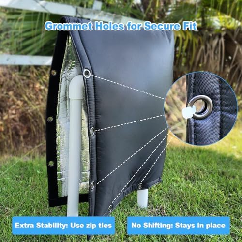 Heavy Duty Backflow Insulation Cover, Winter Freeze Protection, Five-Layer Waterproof Design, Easy Velcro Installation with Grommet Holes, 24''W x 24''H- Black - Image 5