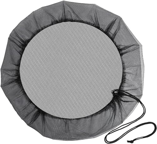 Rain Mesh Screen, Rainwater Barrel Debris, Filter for Rain Barrel, Black Rain Water Collection Bucket Netting Cover with Adjustable Drawstring for Prevents Mosquitoes Leaves Debris Rain Barrels by Unknown