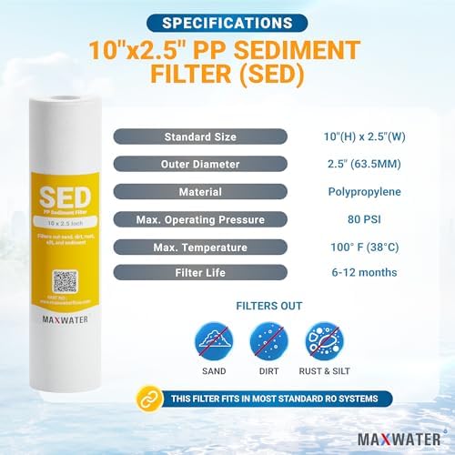 25 Pack of 10 Micron 10" x 2.5" Inch Polypropylene Sediment Filters compatible with 10" Standard RO Reverse Osmosis and WH Whole House Systems - Image 2