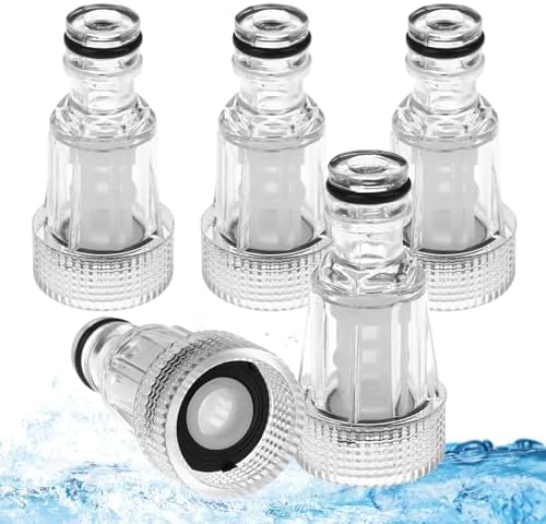 5Pcs Pressure Washer Water Inlet Filter Replacement, 3/4" Thread Quick Connector Car Washing Machine Water Filters for PW909103K Garden Hose Adapter by Unknown