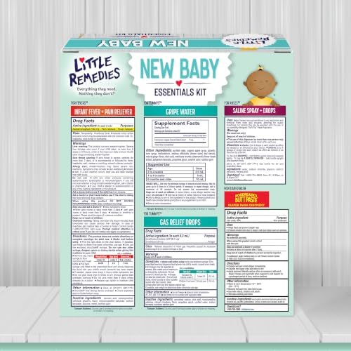 Little Remedies New Baby Essentials Kit with Saline Nasal Spray, Diaper Rash Cream, Gas Relief Drops, Gripe Water & More, Safe for Newborns, Multi-Color - Image 6
