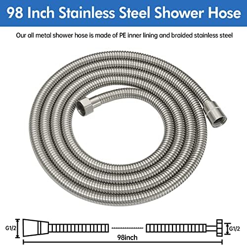 RUMOSE 98 inches Extra Long Shower Hose, Nickel - Image 6