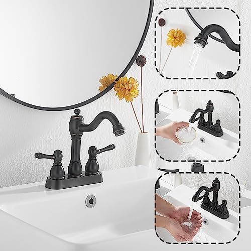 Oil Rubbed Bronze Bathroom Faucet, 2 Handles, 4 Inches Centerset - Image 4