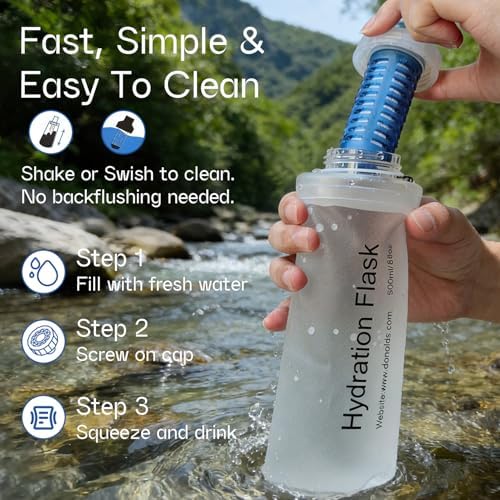 GUYI 1.0L Collapsible Water Filter Bottle, Removes Impurities, BPA Free, Ultralight for Hiking, Camping, Cycling & Travel-White - Image 5