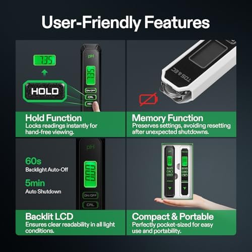 VIVOSUN Digital pH Meter TDS EC Meter for Water 0.01 Accuracy Hydroponics - Image 5