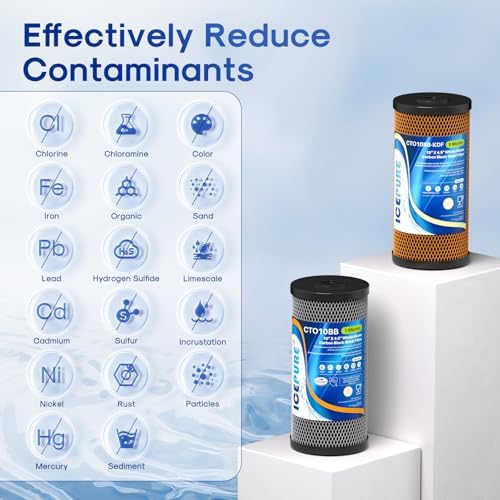 ICEPURE 2-Stage 10" x 4.5" Whole House Carbon Water Filter Set, Activated Carbon Filter and KDF Heavy Metal Removal Cartridge Replacement for WFHDC8001, CB-BB-10, FXHTC, GXWH40L, GXWH35F, Pack of 1 - Image 2