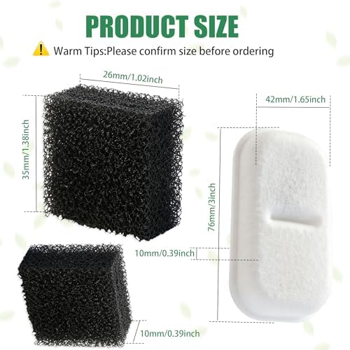 Cat Water Fountain Filter Set – 16 Carbon Filters & 16 Foam Sponges, Replacement for 108Oz/3.2L 67Oz/2L Stainless Steel Pet Water Dispenser,Kitty Spout Pump Filters,Promotes Hydration for Dogs Cats - Image 3