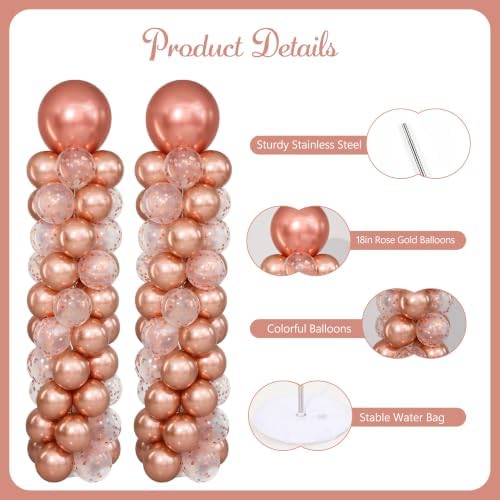 Rose Gold Balloon Column Stand Kit Set of 2 for Floor - Image 4