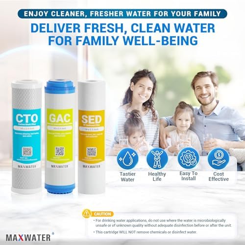Max Water 5 Micron Replacement 10 x 2.5 inch Filter Cartridge Set For Standard RO | Reverse Osmosis Water Filter Systems - PP Sediment, GAC & CTO | Compatible with AP110, WHKF-GD05, WHKF-WHWC, GAC-10 - Image 6