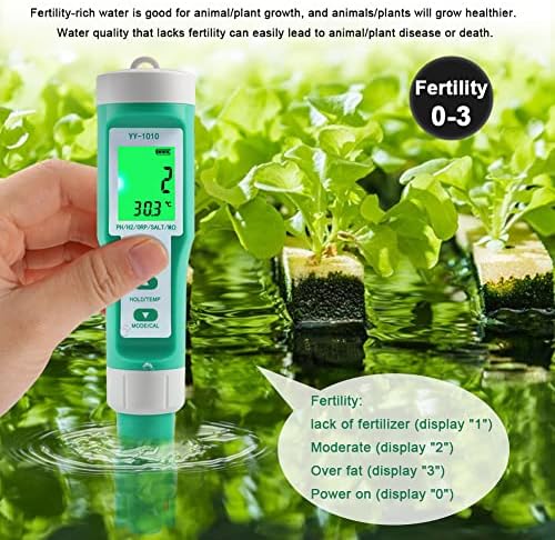 Hydrogen Water Tester 10 in 1 Resistivity/Fertility/H2/pH/TDS/EC/ORP/S.G/Salt/Temp Meter with ATC pH Meter,0.01 High Accuracy pH Tester Digital,TDS Meter PPM Meter for Drinking,Hydroponics,Pool. - Image 4