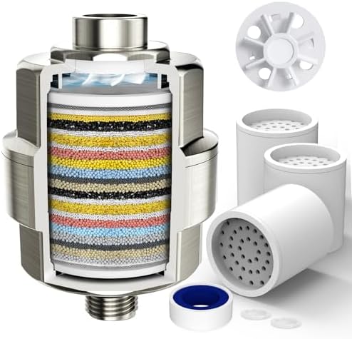 SR SUN RISE 20 Stage Shower Filter for Hard Water, 3 Cartridges, Nickel by SRSUNRISE
