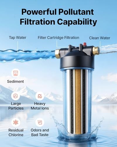 VEVOR RV Water Filter System, 5-Micron Premium RV Water Filtration System Replacement with Cartridge and Mounting Bracket for RVs & Campers, Reduces Sediment, Chlorine, Heavy Metals, Odors and More - Image 3