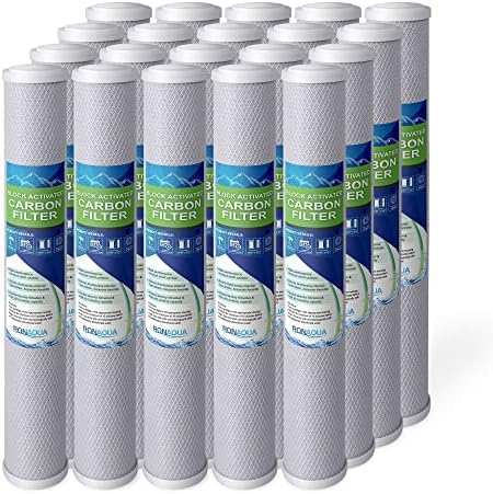 Standard Whole House Coconut Shell Carbon Block 5 Micron Water Filter 20” x 2.5” Fits 20” x 2.5” Housings. Remove Chlorine and Bad Odor. Compatible with C1-20, HX-CB-25-2010, F3WCB32 Pack of 20 by Ronaqua