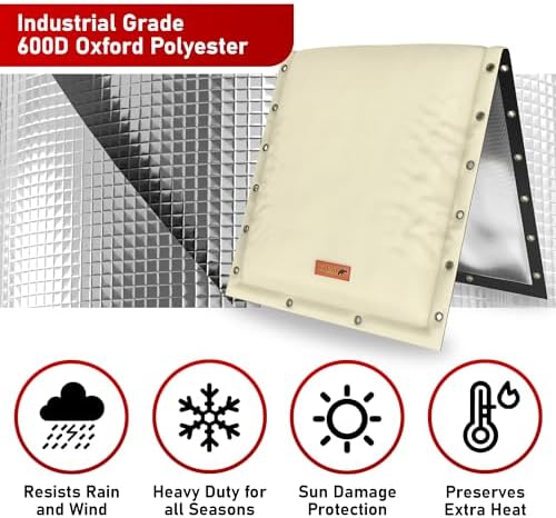 Redford Supply Co. Cold Snap (5°F) Backflow Preventer Insulation Cover, 3-Way Custom, 24"W x 24"H, Pipe Insulation, Water Sprinkler Covers for Outside, Sprinkler Backflow Cover for Winter (Beige) - Image 6