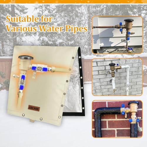 RICHIE 2-Way Opening Backflow Preventer Cover (5°F) Heavy-Duty 5-Layer Insulated Enclosure, All-Weather Protection for Outdoor Pipe, Irrigation Sprinkler Valve, Well Water Pump& PVB, 14" Wx18 H Beige - Image 6