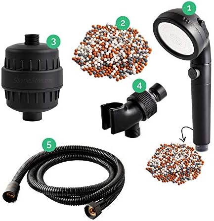 StoneStream Filtered Shower Head for Hard Water, Wall Adapter, Matte Black by StoneStream