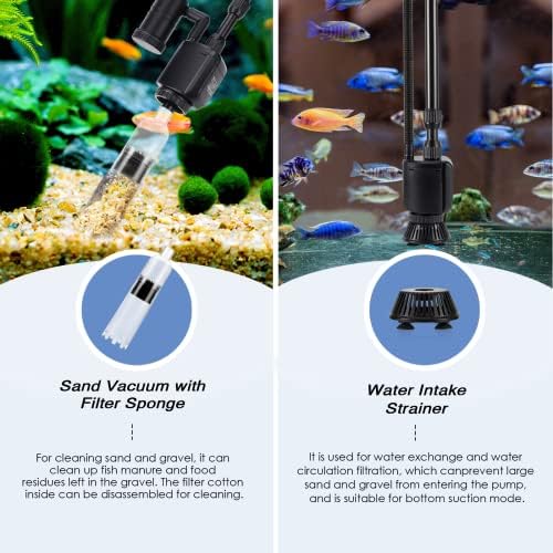 AQQA 6-in-1 Electric Aquarium Gravel Cleaner, 320GPH 20W Fish Tank Vacuum - Image 2