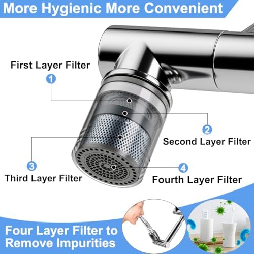 1440° swivel faucet extender, sink faucet aerator extender, swivel extendable filter, with 2 modes splash guard multi-functional universal mechanical arm suitable for kitchen/bathroom/toddlers - Image 4