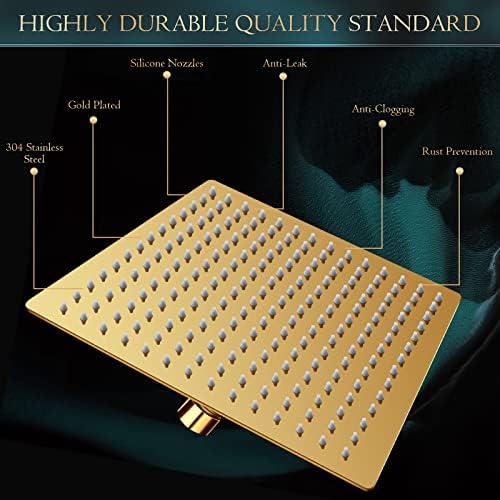Shower Head,12'' Rain Shower Head with 11'' Extension Arm,Brushed Gold - Image 5