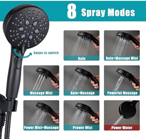 GwernKB Handheld Shower Head with ON OFF Switch & 79in Stainless Steel Hose - Image 3