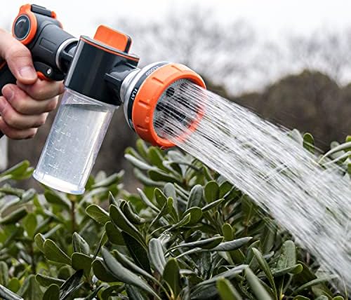 Garden Hose Nozzle,8 Patterns Hose Sprayer High Pressure,Heavy Duty Dog Wash,Metal Water Hose Nozzle with Soap Dispenser,Car Wash Foam Gun - Image 3