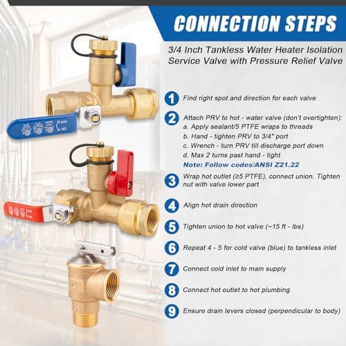 3/4" IPS Tankless Water Heater Valve Kit, Pressure Relief Valve - Image 7