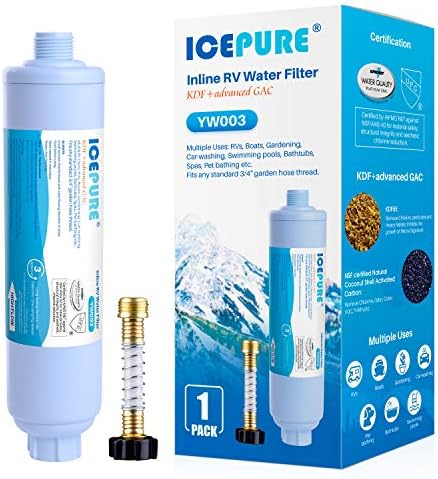 ICEPURE RV Water Filter with Hose Protector GAC & KDF Filtration, 1 Pack by ICEPURE