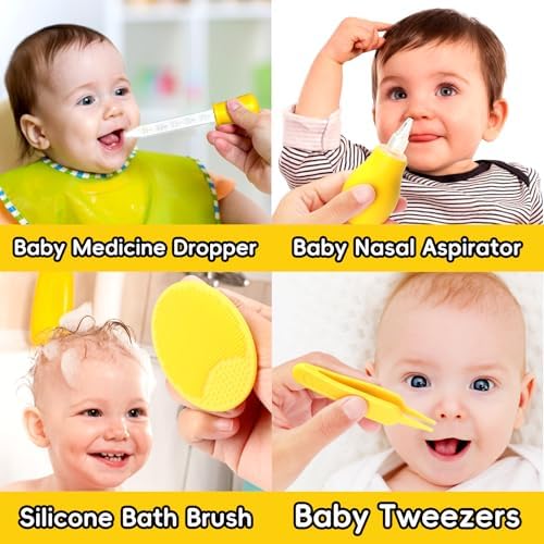 Baby Healthcare and Grooming Kit, Portable Baby Safety Care Set, Baby Essentials kit for Newborn(Yellow 13 in 1) - Image 5