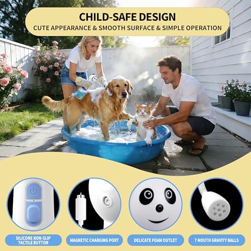 Electric Dog Shampoo Dispenser, Rich Foam, Panda Design (2 Charging Cables) - Image 5