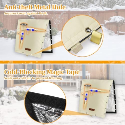 RICHIE 2-Way Opening Backflow Preventer Cover (5°F) Heavy-Duty 5-Layer Insulated Enclosure, All-Weather Protection for Outdoor Pipe, Irrigation Sprinkler Valve, Well Water Pump, 24" W x 36" H Beige - Image 7