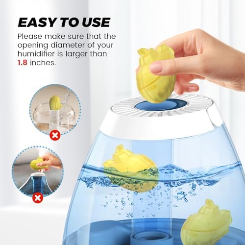 puxyblue Humidifier Tank Cleaner,9-Pack Yellow Small Submarine with Silver Ion Filter Ball Fit for Most Humidifiers and Fish Tanks, Purifies Water, Prevents Hard Water Build Up, Eliminates White Dust - Image 4