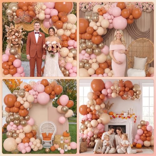 Amandir 153pcs Fall Baby Shower Balloon Arch Kit Burnt Orange Pink Garland - Image 6