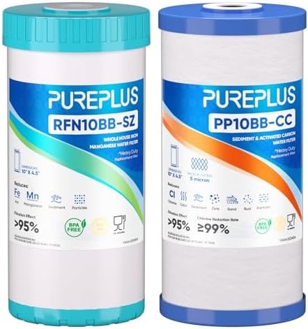 PUREPLUS 10"x4.5" Whole House Water Filter Kit, Sediment + Iron Reduce by PUREPLUS